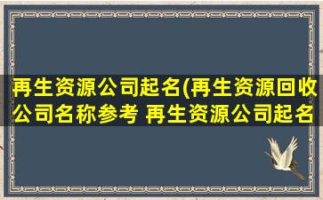 再生资源*起名(再生资源回收*名称参考 再生资源*起名)